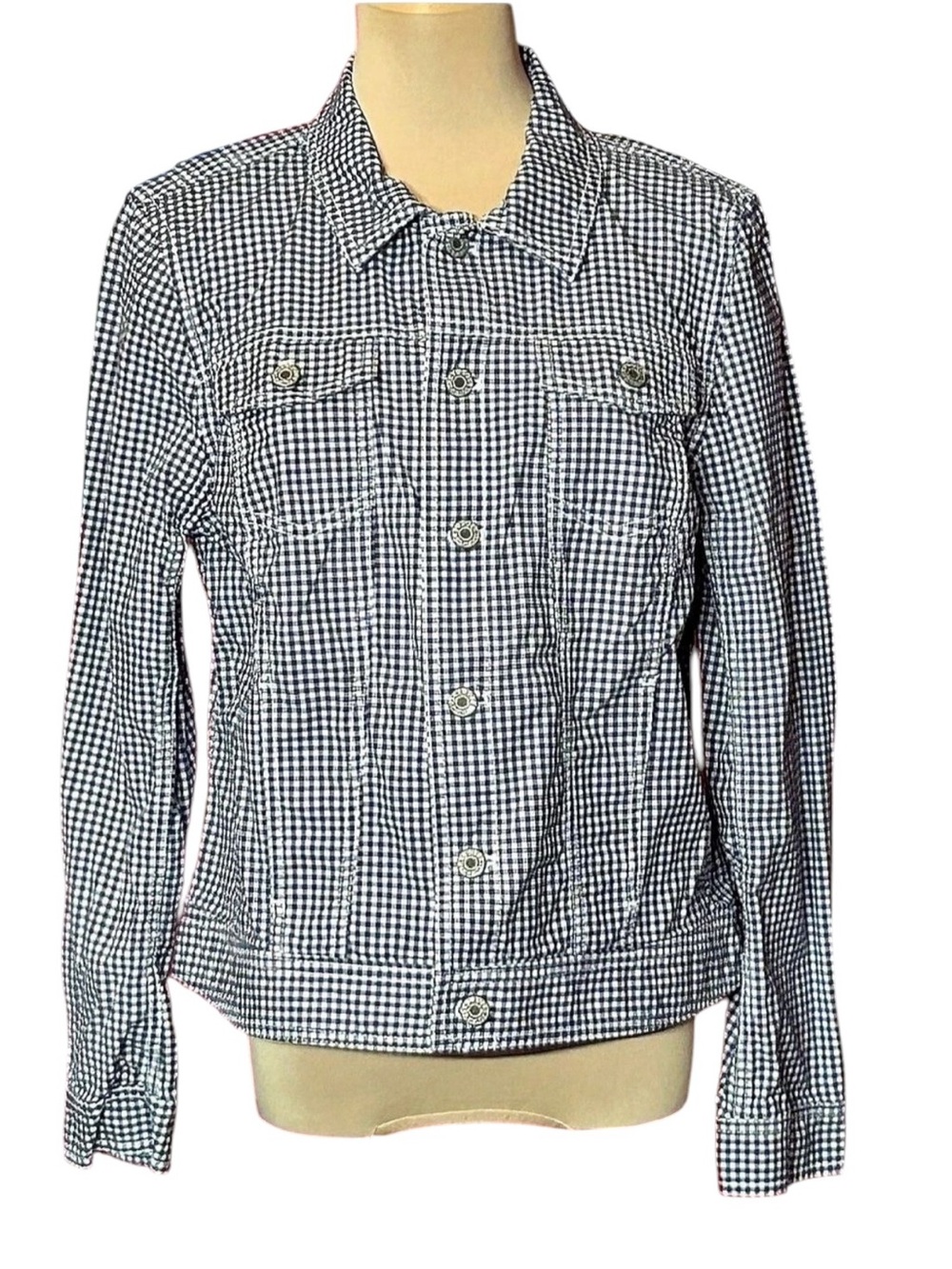 Talbots Gingham Jacket in Blue & White, Large